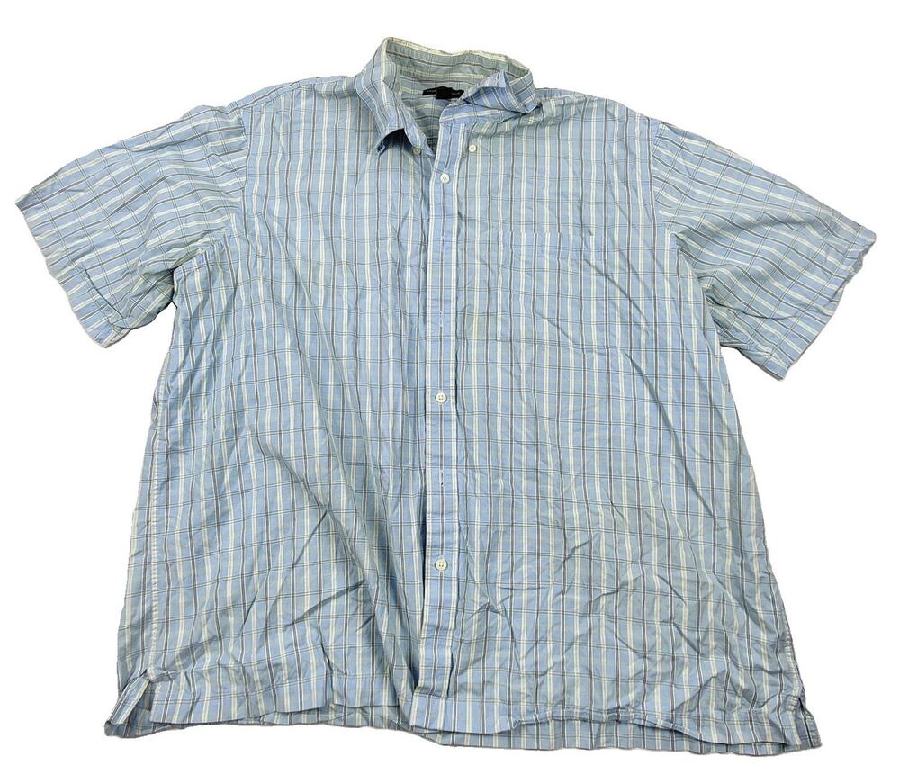 Dockers Shirt Mens 2XL Blue Plaid Short Sleeve Button Up Cotton Casual Woven